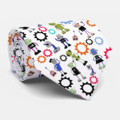 Whimsical Robots Fun Custom Necktie Tie ネクタイ (ロール)