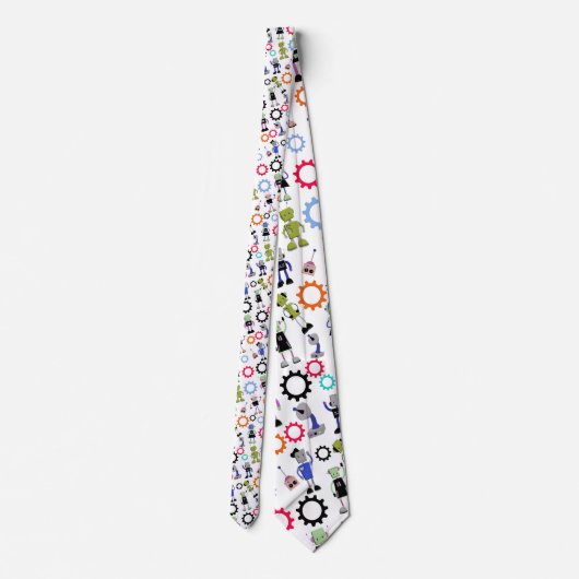 Whimsical Robots Fun Custom Necktie Tie ネクタイ (裏面)