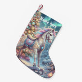 Whimsical Rocking Horse スモールクリスマスストッキング (正面 (吊り時))