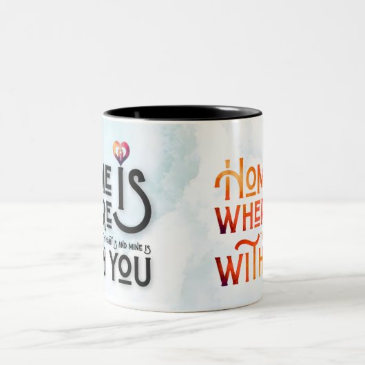 Whimsical Romantic Soulmate Heart Quote Combo Mug ツートーンマグカップ (中央)