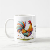 Whimsical Rooster Coffee Humor - Funny コーヒーマグカップ (左)
