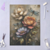 Whimsical Rose & Dragonfly Ephemera Decoupage  薄葉紙 (クラフト)