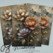 Whimsical Rose & Dragonfly Ephemera Decoupage  薄葉紙
