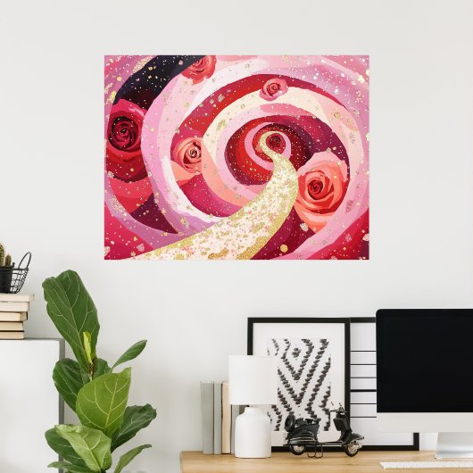 Whimsical roses garden ポスター (ホームオフィス)