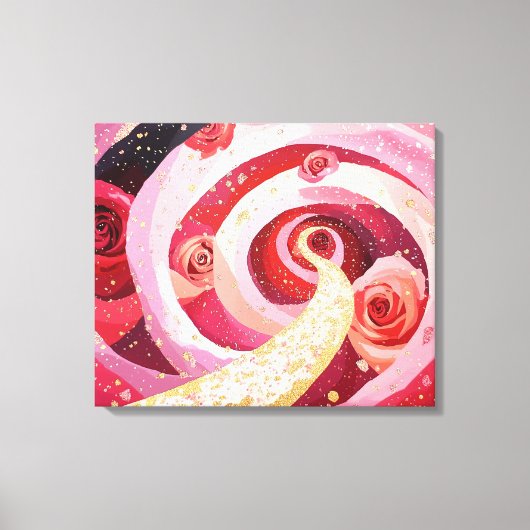 Whimsical roses garden Stretched Canvas Print キャンバスプリント (正面)