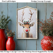 Whimsical Rudolph Reindeer Red Nose EJ1 Decoupage 薄葉紙