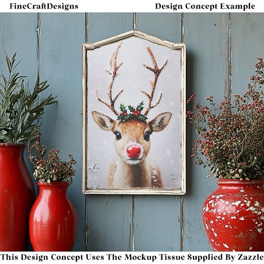 Whimsical Rudolph Reindeer Red Nose EJ1 Decoupage 薄葉紙