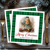 Whimsical Rustic Christmas Scene Custom Napkins