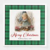Whimsical Rustic Christmas Scene Custom Napkins (正面)