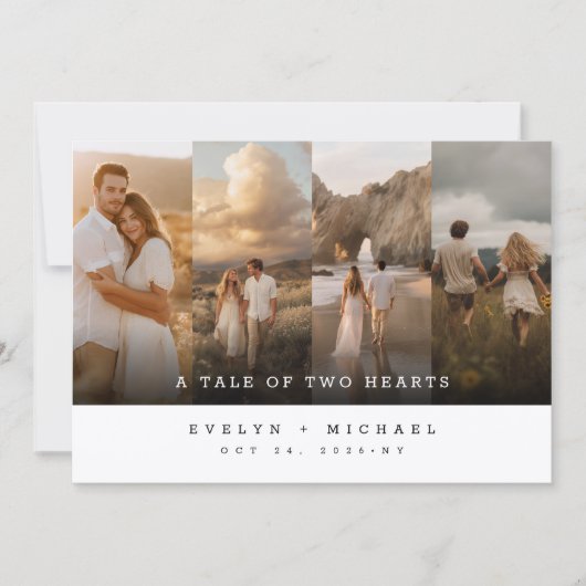 Whimsical Rustic Collage Photo Wedding 招待状 (正面)