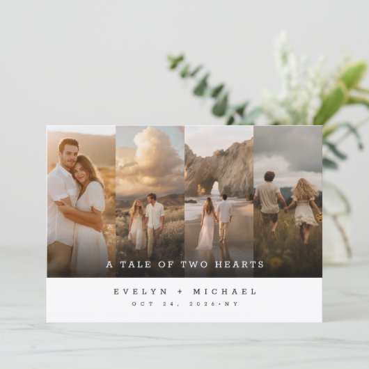 Whimsical Rustic Collage Photo Wedding 招待状 (スタンド正面)