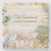 Whimsical Rustic Country House Family Name ストーンコースター (正面)