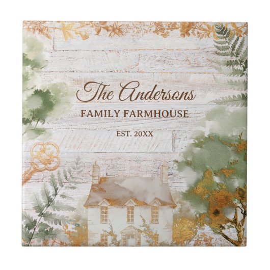 Whimsical Rustic Country House Family Name タイル (正面)