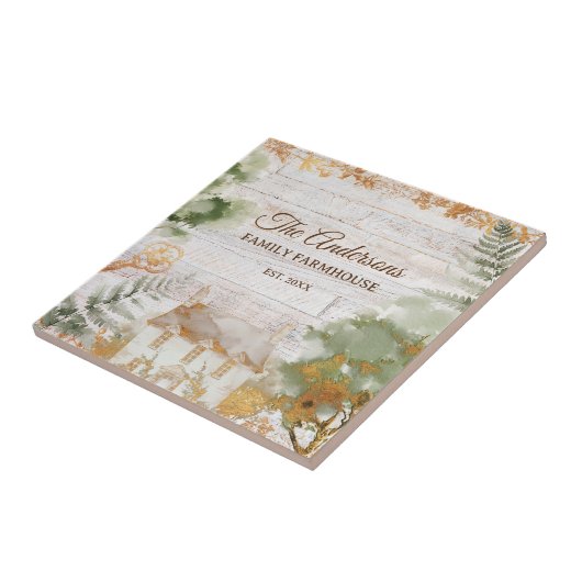 Whimsical Rustic Country House Family Name タイル (側面)