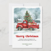 Whimsical Rustic Red Truck Holiday Scene Greeting シーズンカード (正面)