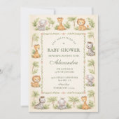 Whimsical Safari Animals Baby Shower 招待状 (正面)