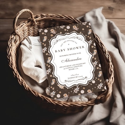 Whimsical Safari Animals Neutral Baby Shower 招待状