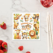 Whimsical Safari Animals WILD ONE 1歳の誕生日 スタンダードカクテルナプキン (インサイチュ)