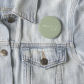 Whimsical Sage Green Baby Shower Uncle To Be 缶バッジ (インサイチュ)