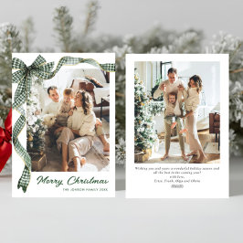 Whimsical Sage Green Christmas Bow Ribbon 2 Photo シーズンカード