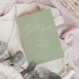  whimsical Sage Green Couples Baby Shower 招待状
