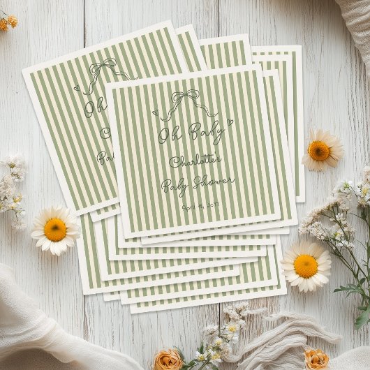 Whimsical Sage Green Gender Neutral Baby Shower スタンダードカクテルナプキン