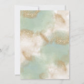 whimsical Sage Green Gold Greenery ブライダルシャワー 招待状 (裏面)