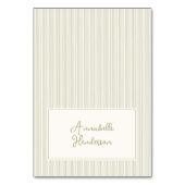 Whimsical Sage Green Stripes Place Cards テーブルナンバー (正面)