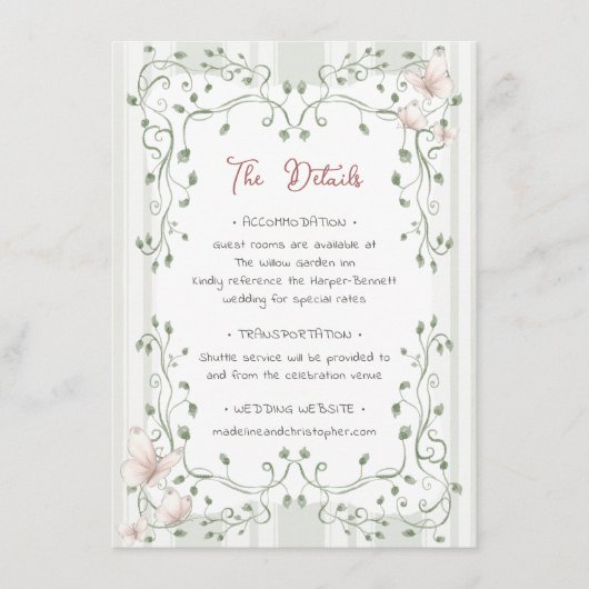 Whimsical Sage Greenery Wedding エンクロージャーカード (正面)