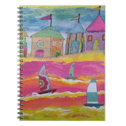 Whimsical Sailboats and Beach Huts ノートブック (正面)