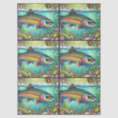 Whimsical Salmon Fish with Florals – Decoupage 薄葉紙 (正面)