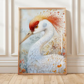 Whimsical Sandhill Crane Art Print ポスター