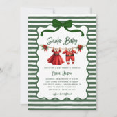 Whimsical Santa Baby Bow Baby Shower Invitation 招待状 (正面)