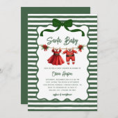 Whimsical Santa Baby Bow Baby Shower Invitation 招待状 (正面/裏面)