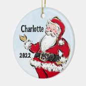 Whimsical Santa Claus Holiday Christmas Ornament セラミックオーナメント (左)