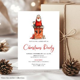 Whimsical Santa Claus Watercolor Christmas Invite 招待状