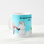 Whimsical Santa Playing Golf, Snowman And Elves コーヒーマグカップ (正面左)