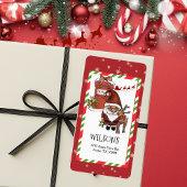 Whimsical Santa Reindeer Christmas Return Address ラベル
