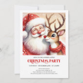 Whimsical Santa Rudolph Holiday Celebration Invite 招待状 (正面)