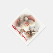 Whimsical Santa Rudolph Xmas Dinner Napkins スタンダードカクテルナプキン (角)