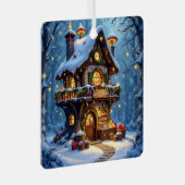 Whimsical Santa's Workshop Christmas Personalized メタルオーナメント (正面右)