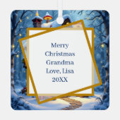 Whimsical Santa's Workshop Christmas Personalized メタルオーナメント (裏面)