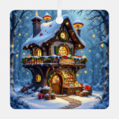 Whimsical Santa's Workshop Christmas Personalized メタルオーナメント (正面)