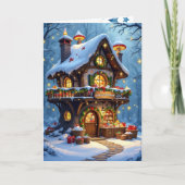 Whimsical Santa's Workshop Personalized Christmas シーズンカード (正面)