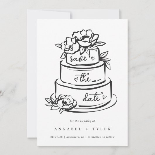 Whimsical Save The Date 招待状 (正面)