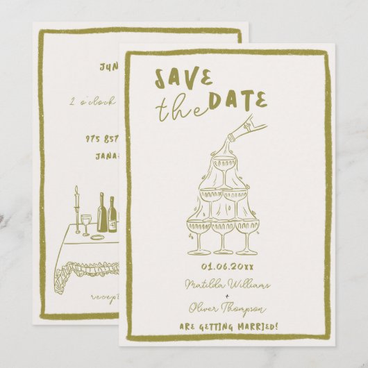 whimsical Save The Date 招待状 (正面/裏面)