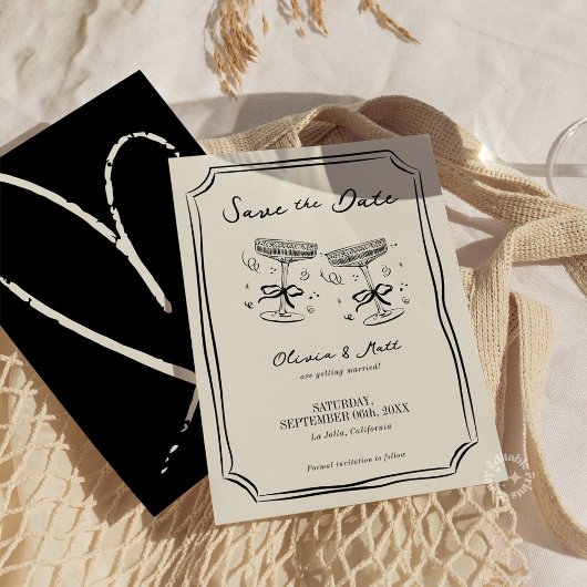Whimsical Save The Date Champagne Cheers  招待状