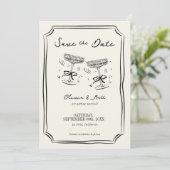 Whimsical Save The Date Champagne Cheers  招待状 (スタンド正面)