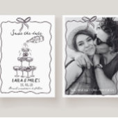 Whimsical Save the date champagne tower wedding セーブザデート