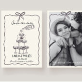 Whimsical Save the date champagne tower wedding セーブザデート